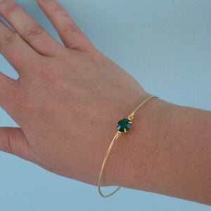 Green Faceted Glass Stone Bracelet