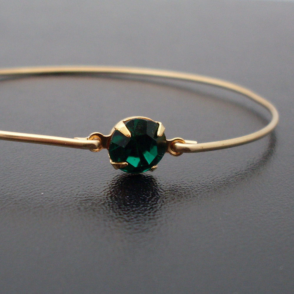 Green Faceted Glass Stone Bracelet-FrostedWillow