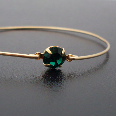 Image of Green Faceted Glass Stone Bracelet-FrostedWillow