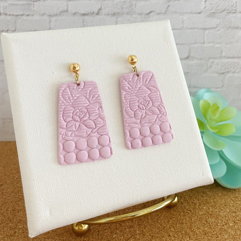 Image of Lilac Rose Earrings, Polymer Clay Earrings, Floral Drop Earrings, for Women, Lightweight Statement Elegant Dangles, Gift for Girlfriend