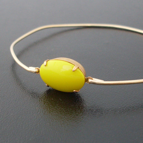 Sunshine Yellow Glass Stone Bangle Bracelet-FrostedWillow