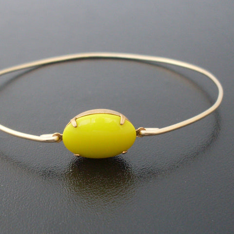 Image of Sunshine Yellow Glass Stone Bangle Bracelet-FrostedWillow