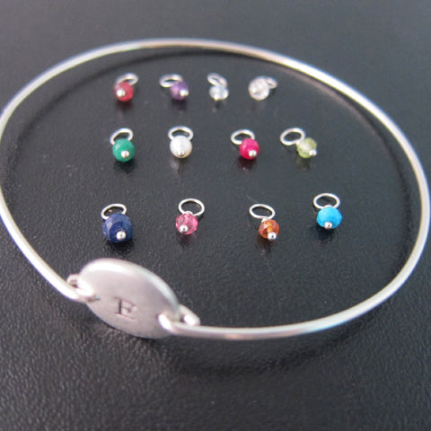 Image of Add a Birthstone Charm to a Bangle Bracelet You Order from My Shop - Sterling Silver or Gold Filled, Birth Stone Charm, Birthstone Jewelry-FrostedWillow