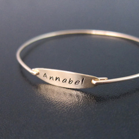 Personalized Name Bangle Bracelet-FrostedWillow