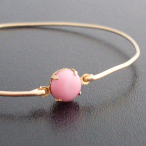 Image of Salmon Pink Glass Stone Bracelet-FrostedWillow