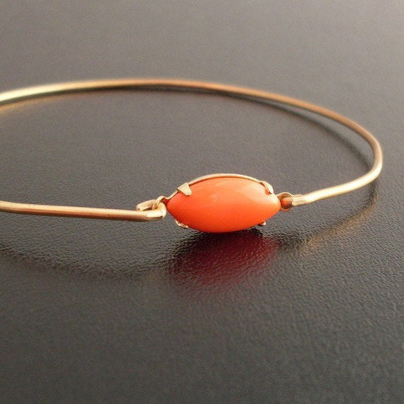 Coral Red Glass Stone Bracelet-FrostedWillow