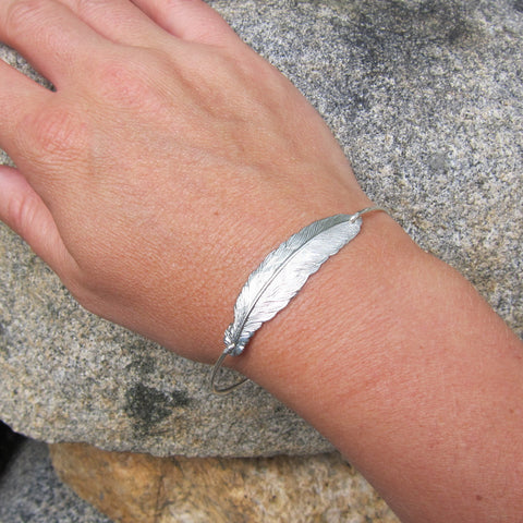 Image of Gypsy Feather Bangle Bracelet-FrostedWillow