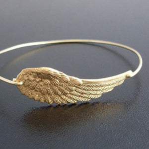 Angel Wing Bangle Bracelet-FrostedWillow