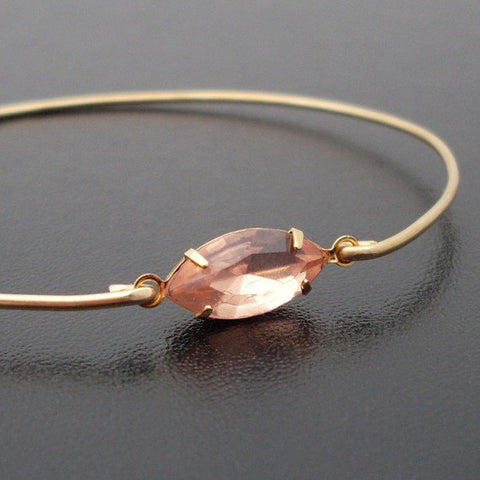 Image of Peach Glass Stone Bangle Bracelet-FrostedWillow