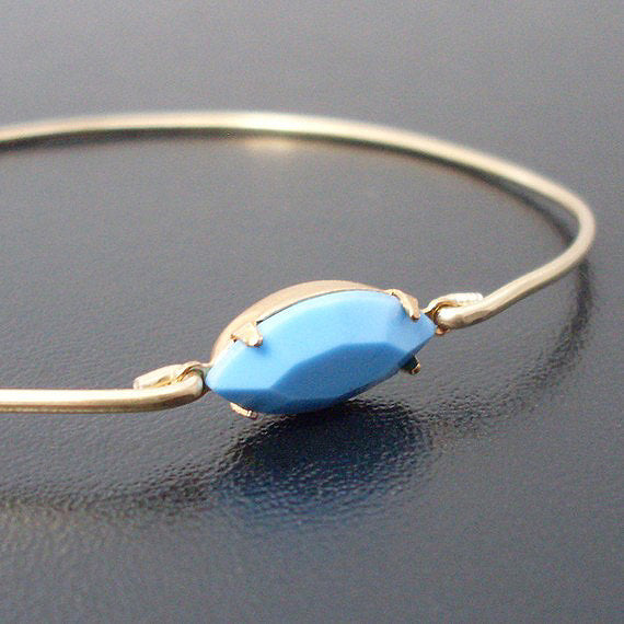Blue Faceted Glass Stone Bracelet-FrostedWillow