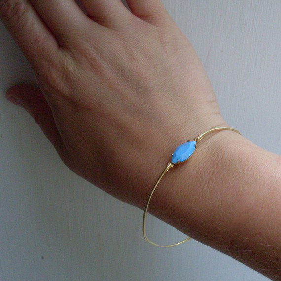Blue Faceted Glass Stone Bracelet-FrostedWillow