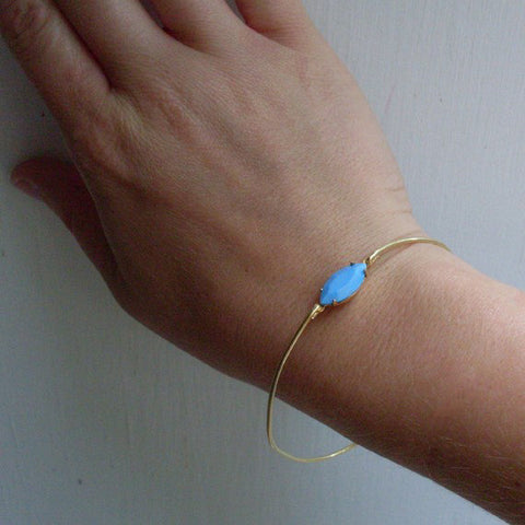 Image of Blue Faceted Glass Stone Bracelet-FrostedWillow