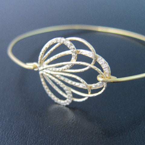Image of Peacock Feather Bangle Bracelet-FrostedWillow