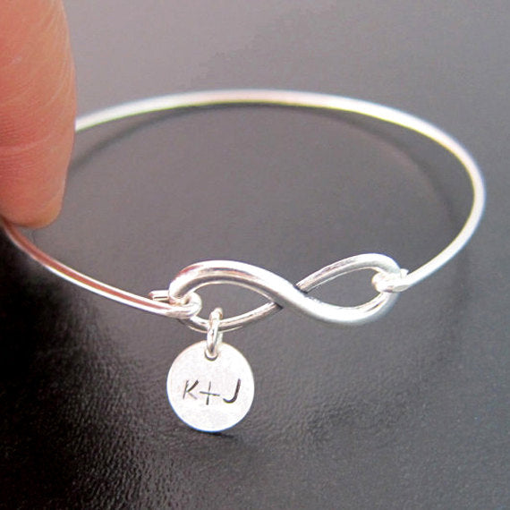 Personalized Couples Initials Infinity Bracelet-FrostedWillow