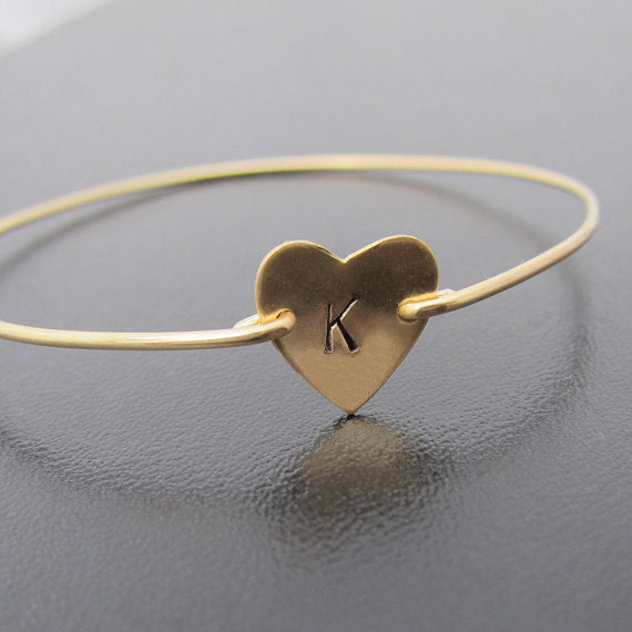 Personalized Initial Heart Bracelet-FrostedWillow