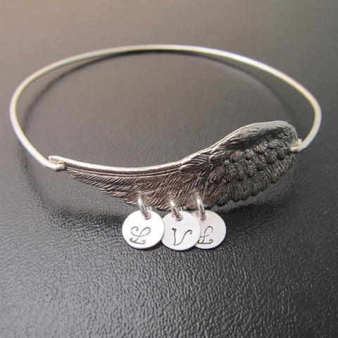 Image of Personalized Wing Bracelet with Birthstones-FrostedWillow