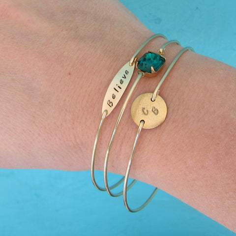 Image of Personalized Believe Initial Bracelet Set-FrostedWillow