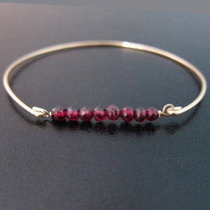 Gold or Silver Red Garnet Jewelry, January Birthstone Bracelet, Red Garnet Bead Bracelet-FrostedWillow