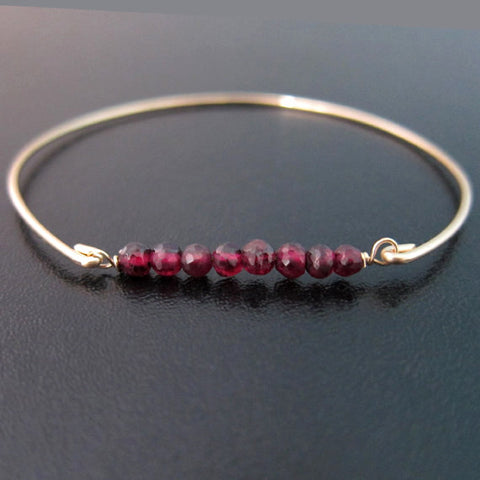 Image of Gold or Silver Red Garnet Jewelry, January Birthstone Bracelet, Red Garnet Bead Bracelet-FrostedWillow