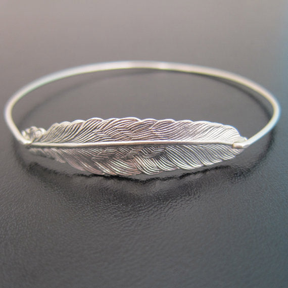 Gypsy Feather Bangle Bracelet-FrostedWillow