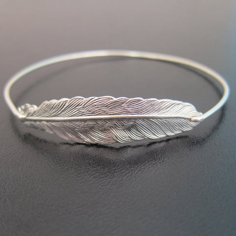 Image of Gypsy Feather Bangle Bracelet-FrostedWillow