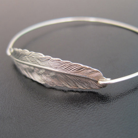 Gypsy Feather Bangle Bracelet-FrostedWillow