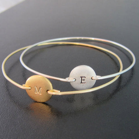 Image of Initial Bangle Bracelet-FrostedWillow