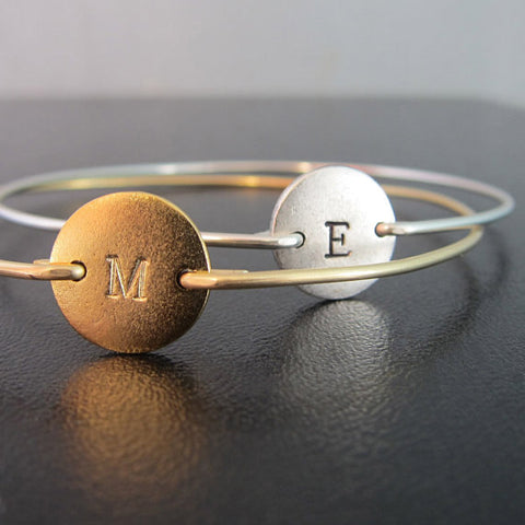 Image of Initial Bangle Bracelet-FrostedWillow