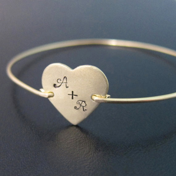 Couples Initials Heart Bracelet-FrostedWillow