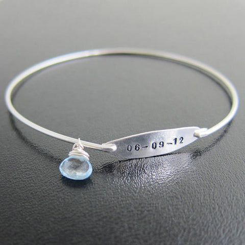 Image of Something Blue Personalized Wedding Date Bracelet-FrostedWillow