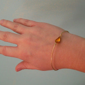 Yellow Amber Rhinestone Bangle Bracelet