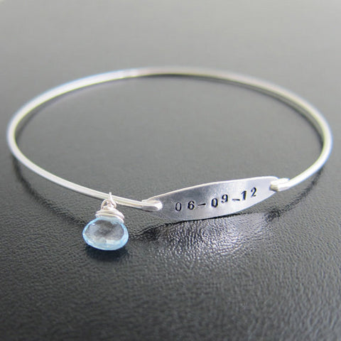 Image of Wedding Date or Anniversary Date Keepsake Bangle-FrostedWillow