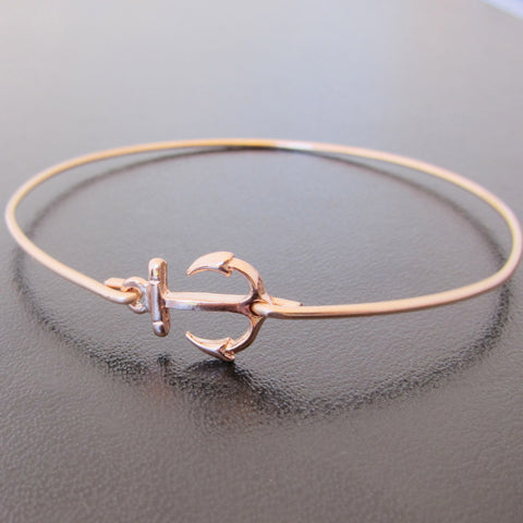 Rose Gold Small Anchor Bracelet-FrostedWillow