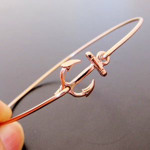 Rose Gold Small Anchor Bracelet-FrostedWillow
