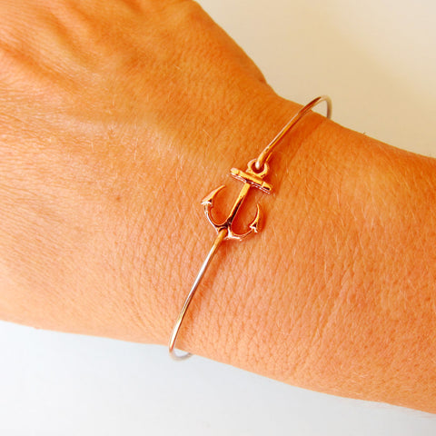 Image of Rose Gold Small Anchor Bracelet-FrostedWillow