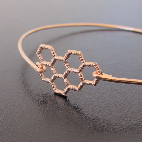 Image of Honeycomb Save the Bees Bangle Bracelet-FrostedWillow