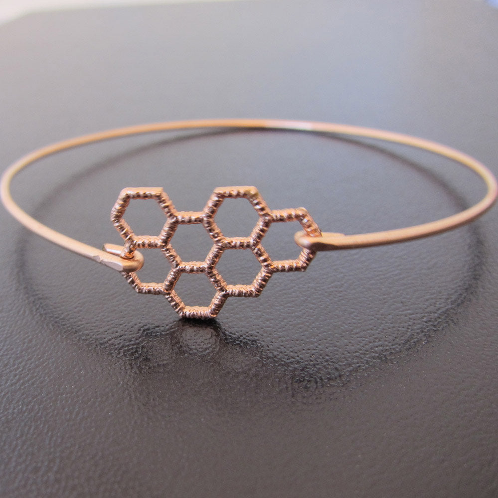 Honeycomb Save the Bees Bangle Bracelet-FrostedWillow