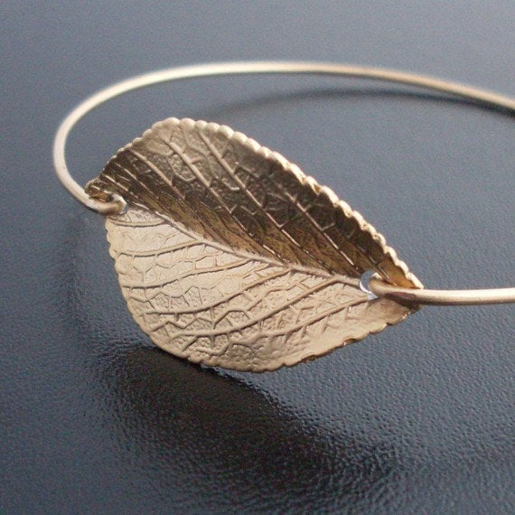 Aspen Leaf Bangle Bracelet-FrostedWillow