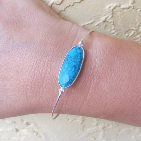 Image of Sterling Silver Turquoise Bracelet-FrostedWillow