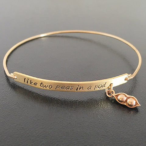 Image of Two Peas in a Pod Best Friends Bangle Bracelet Set-FrostedWillow