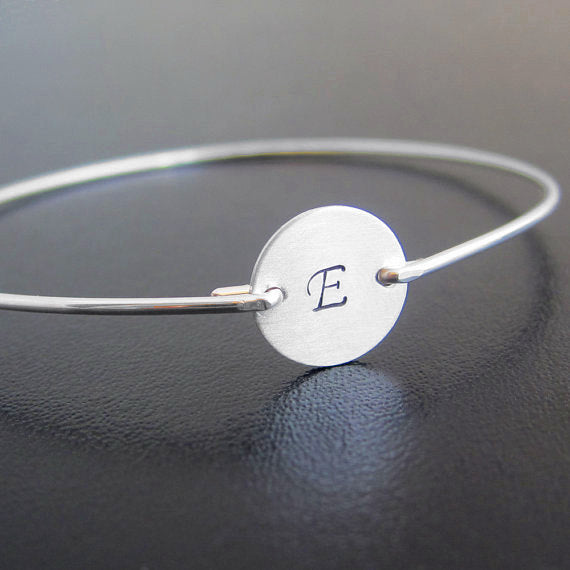 Personalized Hand Stamped Initial Bracelet-FrostedWillow