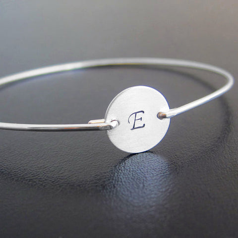 Image of Personalized Hand Stamped Initial Bracelet-FrostedWillow