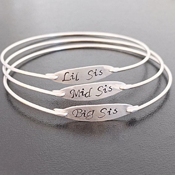 Little Sister Hand Stamped Bracelet-FrostedWillow