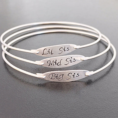 Image of Little Sister Hand Stamped Bracelet-FrostedWillow