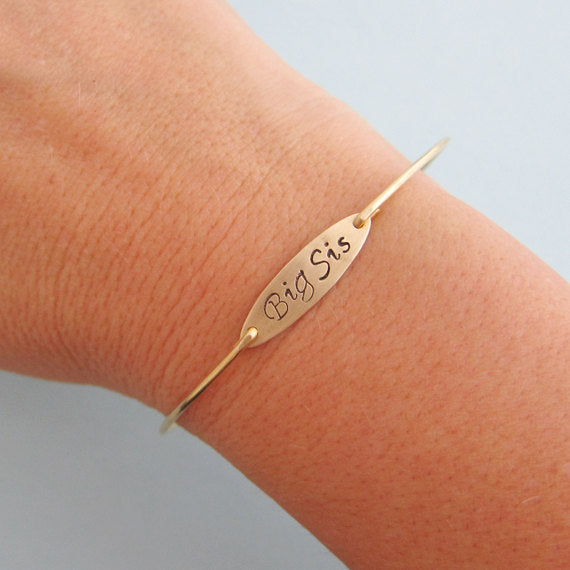 Custom Hand Stamped Big Sis Bracelet-FrostedWillow
