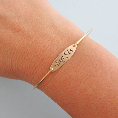 Image of Custom Hand Stamped Big Sis Bracelet-FrostedWillow