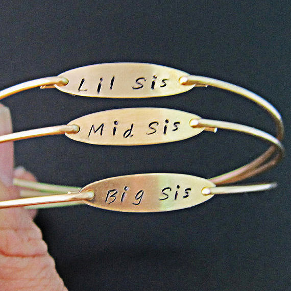 Custom Hand Stamped Big Sis Bracelet-FrostedWillow