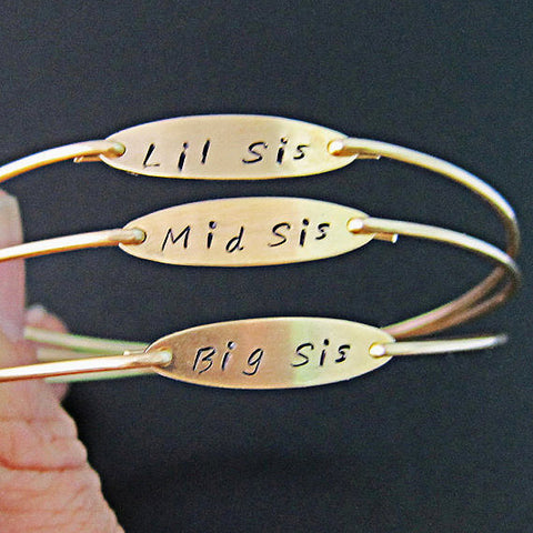 Image of Custom Hand Stamped Big Sis Bracelet-FrostedWillow