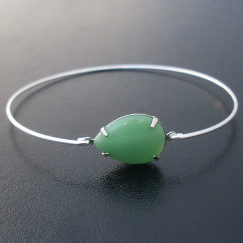 Apple Green Smooth Glass Stone Bracelet-FrostedWillow
