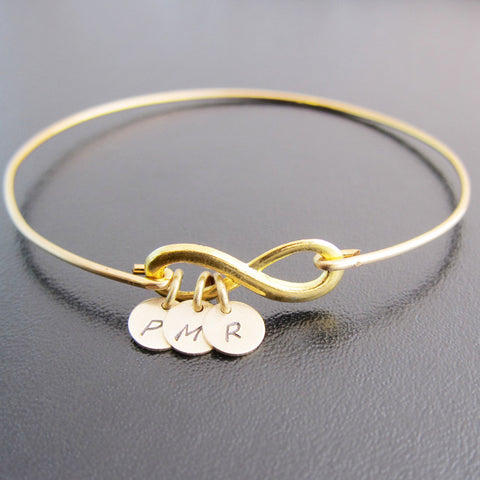 Image of Infinity Best Friends Bracelet with 3 Initial Charms-FrostedWillow